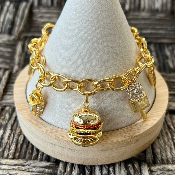 🍔 NWT Kate Spade Fast Food Charm Bracelet 🍟 - Picture 4 of 5
